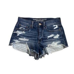 American Eagle Vintage High Rise Festival Denim Shorts Size 2